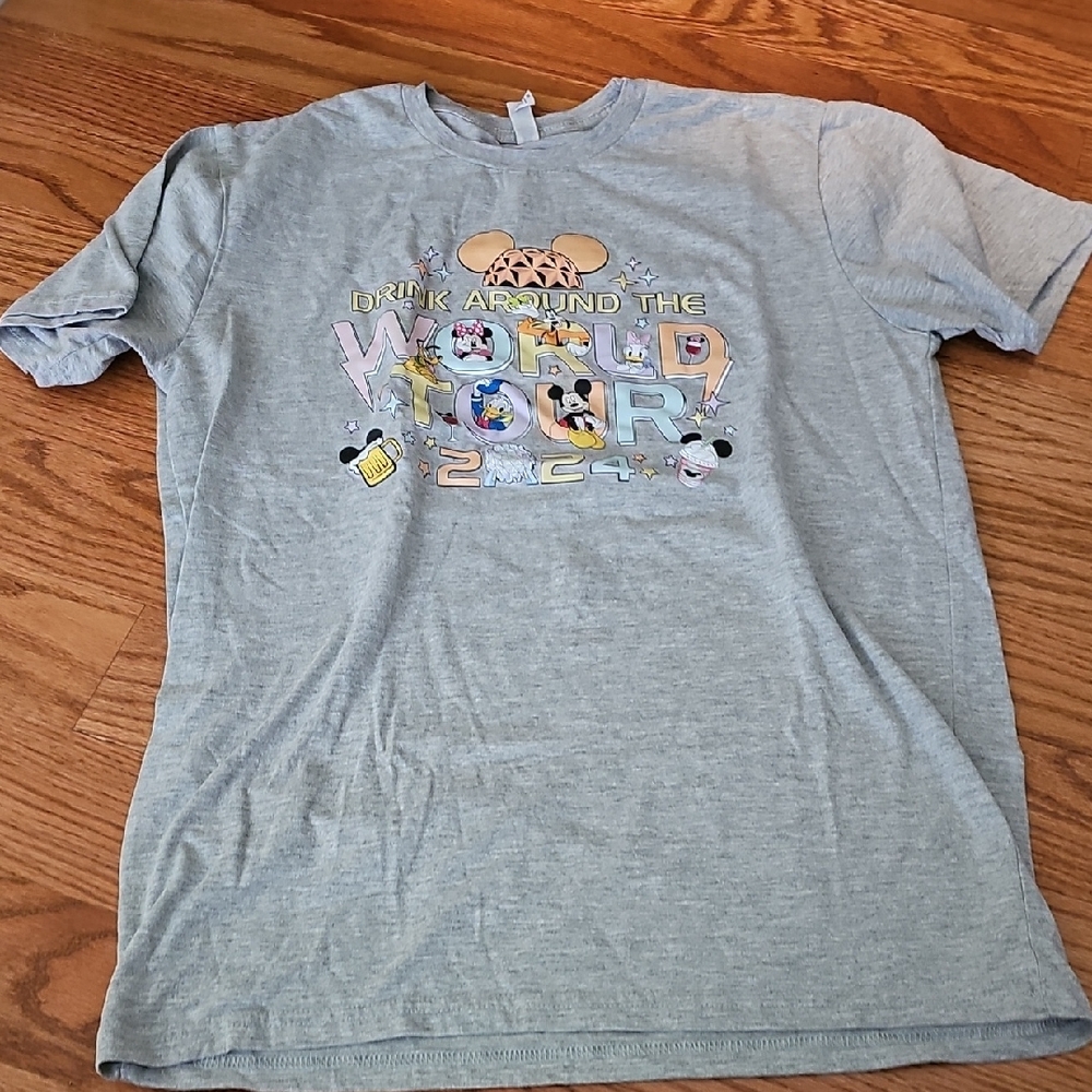 Disney Epcot Gray Drink Around The World Graphic T-Shirt